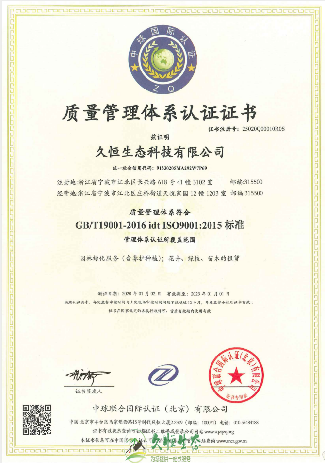 绍兴上虞质量管理体系ISO9001证书